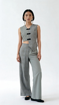 Monochrome Qipao Twist Top