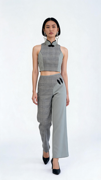 Monochrome Qipao Collar Top