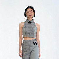 Monochrome Qipao Collar Top
