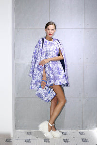 Blue Jacquard A line Dress